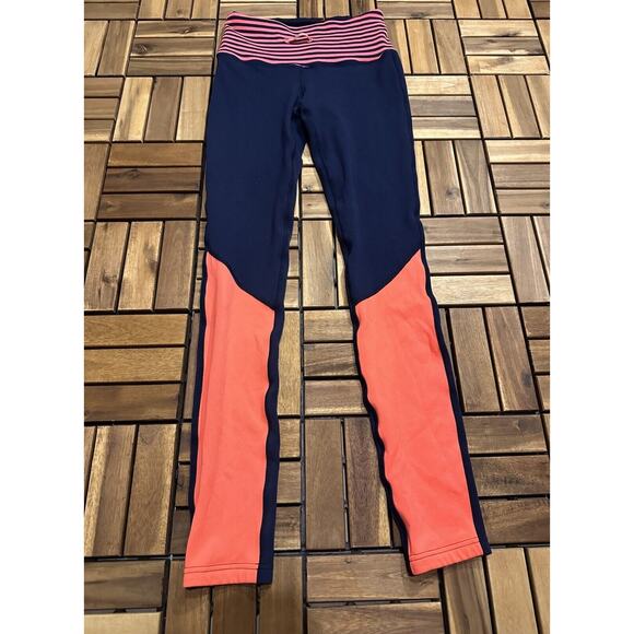 Lululemon Leggings Size 4 Leggings High Rise Blue Orange Soft- Full- Preowned - Picture 1 of 8